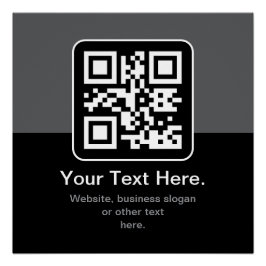 Moderner scannbarer QR-Code | Schwarz Grau & Weiß Poster