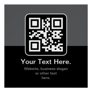 Moderner scannbarer QR-Code Schwarz Grau & Weiß Poster