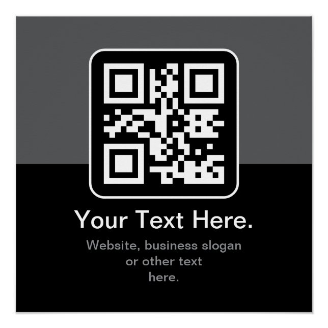 Moderner scannbarer QR-Code | Schwarz Grau & Weiß Poster (Vorderseite)