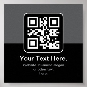 Moderner scannbarer QR-Code Schwarz Grau & Weiß Poster