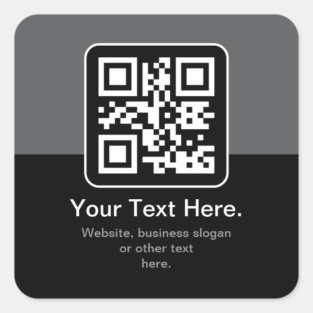 Moderner scannbarer QR-Code | Schwarz Grau & Weiß Quadratischer Aufkleber (Vorderseite)