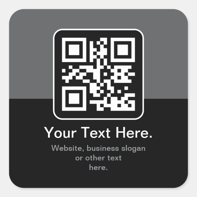 Moderner scannbarer QR-Code | Schwarz Grau & Weiß Quadratischer Aufkleber (Vorderseite)