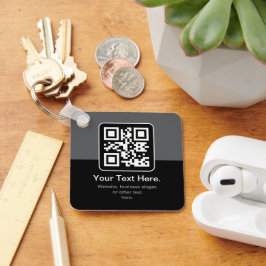 Moderner scannbarer QR-Code | Schwarz Grau & Weiß Schlüsselanhänger