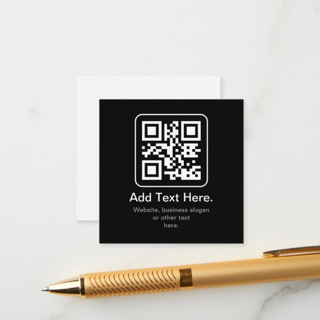 Moderner scannbarer QR-Code | Schwarz Weiß & Grau Begleitkarte (Vorderseite/Rückseite Beispiel)
