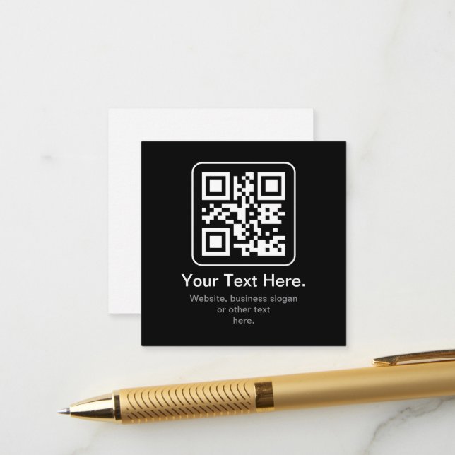 Moderner scannbarer QR-Code | Schwarz Weiß & Grau Begleitkarte (Vorderseite/Rückseite Beispiel)