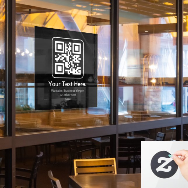 Moderner scannbarer QR-Code | Schwarz Weiß & Grau Fensteraufkleber (Restaurantfenster)