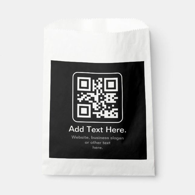 Moderner scannbarer QR-Code | Schwarz Weiß & Grau Geschenktütchen (Vorderseite)