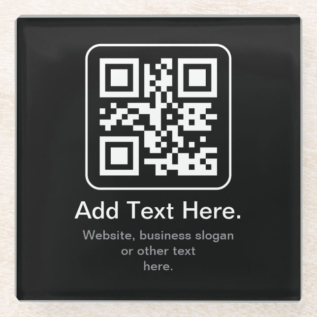 Moderner scannbarer QR-Code | Schwarz Weiß & Grau Glasuntersetzer (Vorderseite)