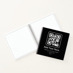 Moderner scannbarer QR-Code   Schwarz Weiß & Grau Notizbuch