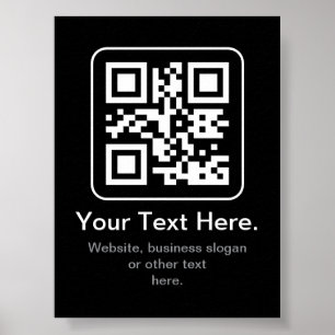 Moderner scannbarer QR-Code Schwarz Weiß & Grau Poster