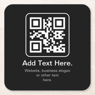 Moderner scannbarer QR-Code Schwarz Weiß & Grau Rechteckiger Pappuntersetzer