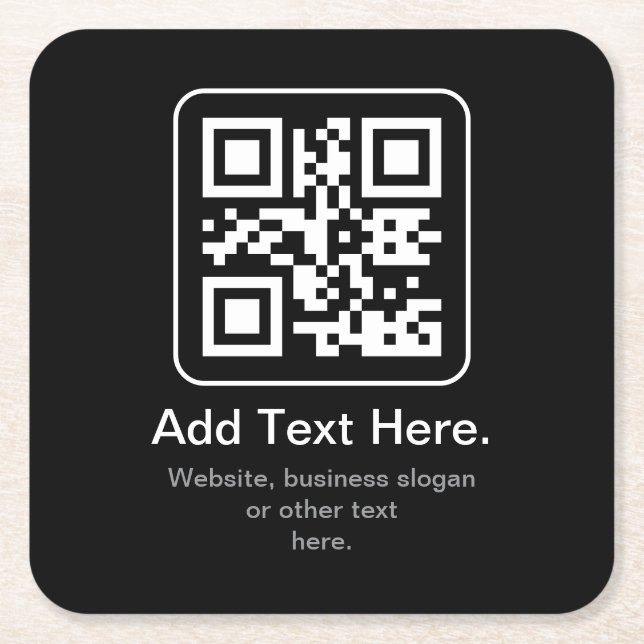 Moderner scannbarer QR-Code | Schwarz Weiß & Grau Rechteckiger Pappuntersetzer (Vorderseite)