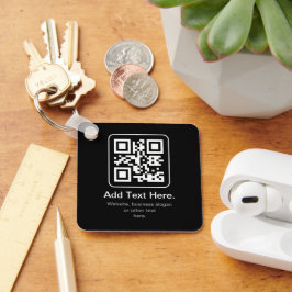 Moderner scannbarer QR-Code | Schwarz Weiß & Grau Schlüsselanhänger