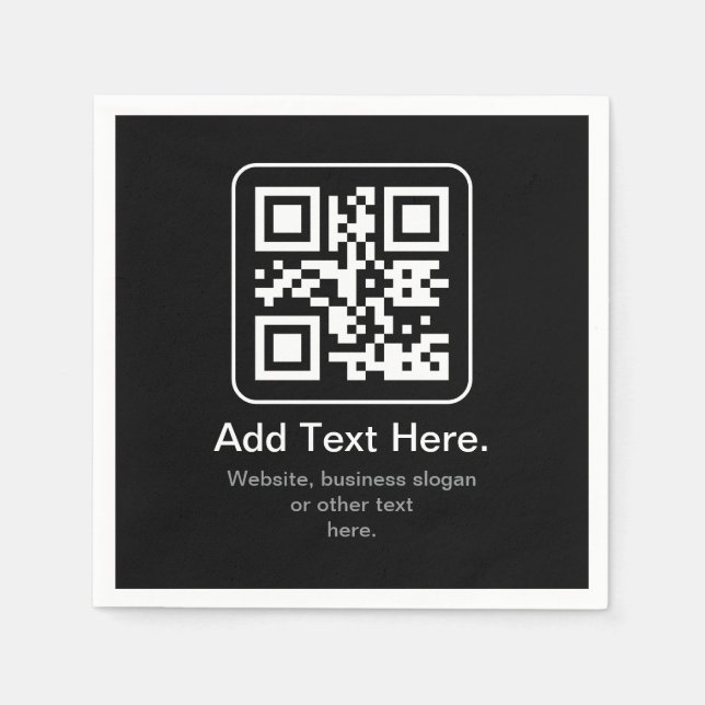 Moderner scannbarer QR-Code | Schwarz Weiß & Grau Serviette (Vorderseite)