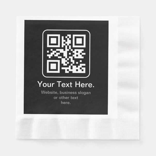 Moderner scannbarer QR-Code | Schwarz Weiß & Grau Serviette (Vorderseite)