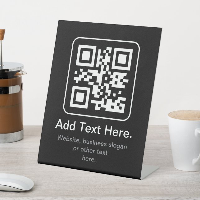 Moderner scannbarer QR-Code | Schwarz Weiß & Grau Sockelschild (In SItu)
