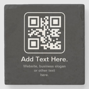 Moderner scannbarer QR-Code Schwarz Weiß & Grau Steinuntersetzer