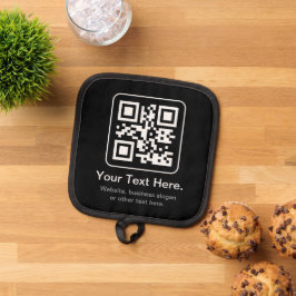 Moderner scannbarer QR-Code | Schwarz Weiß & Grau Topflappen