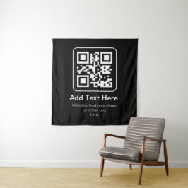 Moderner scannbarer QR-Code | Schwarz Weiß & Grau Wandteppich