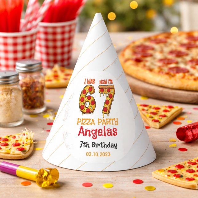 Moderner Scheiben Scheibenjunge Sechs Sieben Gebur Partyhütchen (Modern Slice Slice Boy Six Seven Birthday Party Hat)