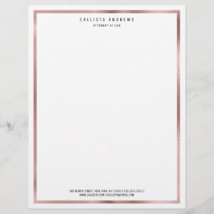 Moderner, schick-Rose Gold White Border Lawyer Briefbogen