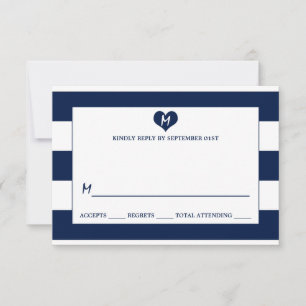 Moderner schicker Navy Blue & White Wedding RSVP
