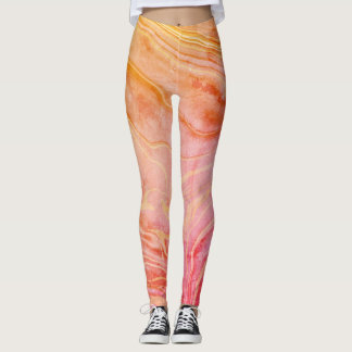Moderner, schicker orangefarbener Marmor Leggings