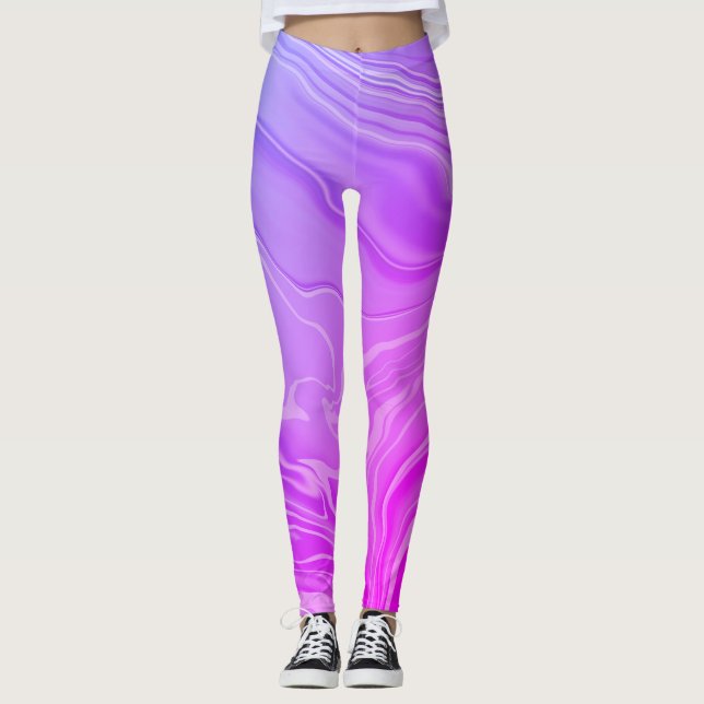 Moderner, schicker, rosa lila Marmor Leggings (Vorderseite)