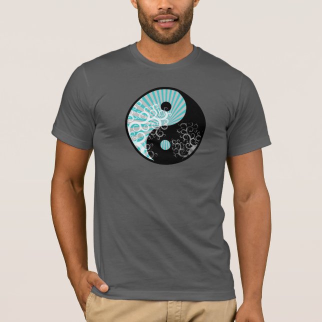 Moderner schicker Yin-Yang Sunbeam-Blumenbaum T-Shirt (Vorderseite)