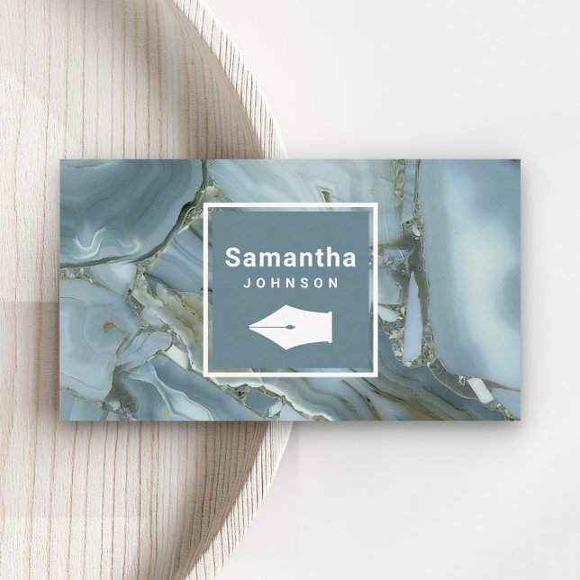 Moderner Schiefergrauer Marmorpen Nib Beruflich Visitenkarte (Von Creator hochgeladen)