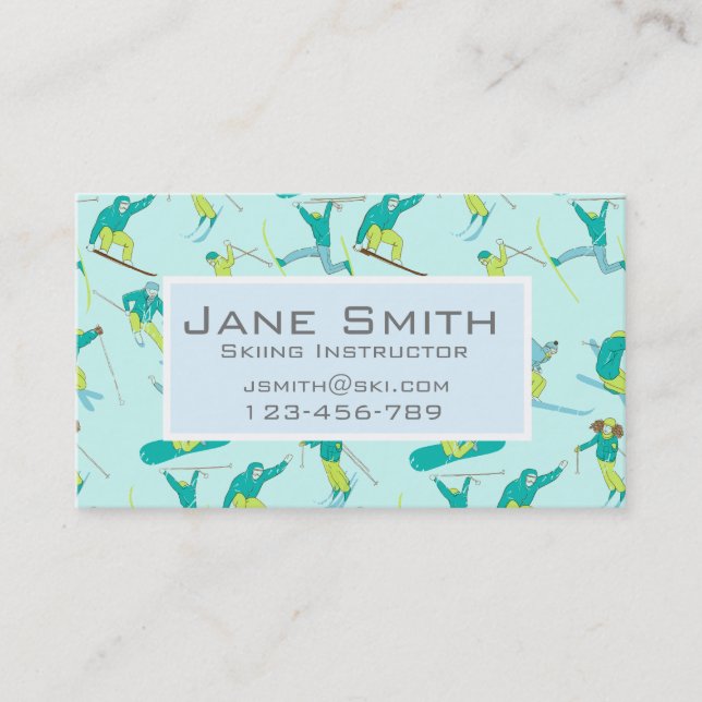 Moderner Schilehrer Visitenkarte (Vorderseite)