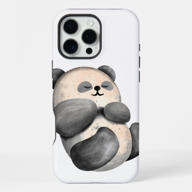 Moderner schlafender Wasserfarben-Panda iPhone Hülle (Rückseite)
