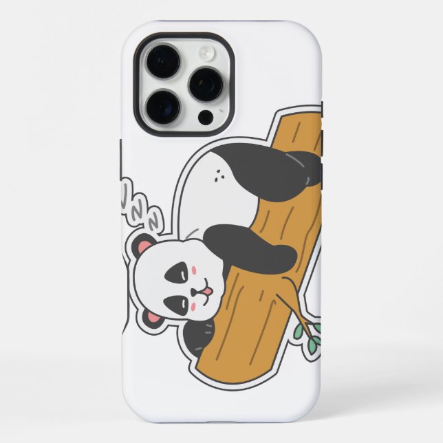 Moderner schlafender Watercolor-Panda auf Baum iPhone Hülle (Rückseite)