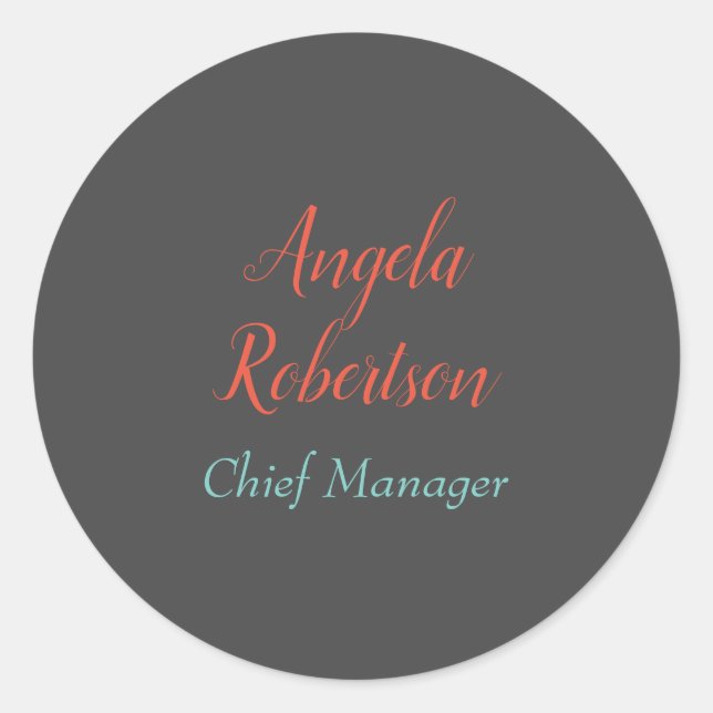 Moderner schlichter, einfacher Name Runder Aufkleber (Vorderseite)