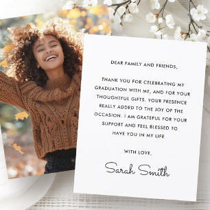 Moderner, schlichter Foto, weißer Abschluss Dankeskarte