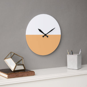 Moderner, schlichter, orangefarbener Farbblock Große Wanduhr
