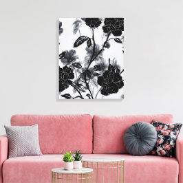 Moderner Schmetterling Floral Noir Leinwanddruck