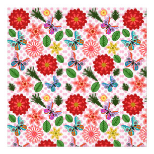 Moderner Schmetterling im Frühlingsgarten, florale Fotodruck