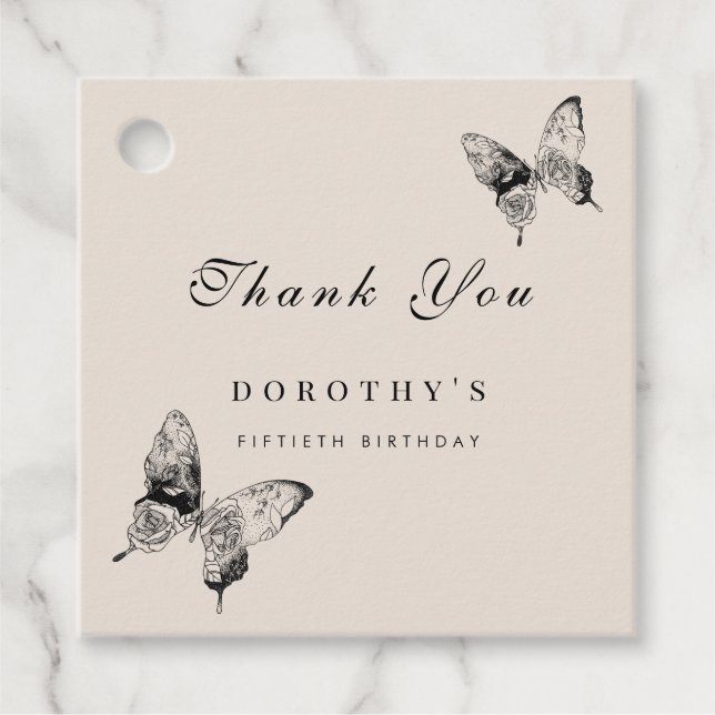 Moderner Schmetterling JEDER Meilenstein Erwachsen Geschenkanhänger (Vorderseite)