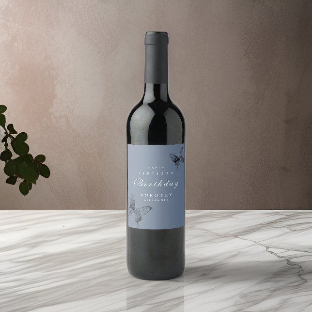 Moderner Schmetterling JEDER Meilenstein Erwachsen Weinetikett (Von Creator hochgeladen)