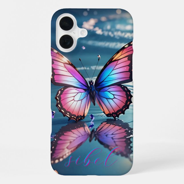 Moderner Schmetterling Mit Monogramm Case-Mate iPhone Hülle (Rückseite)