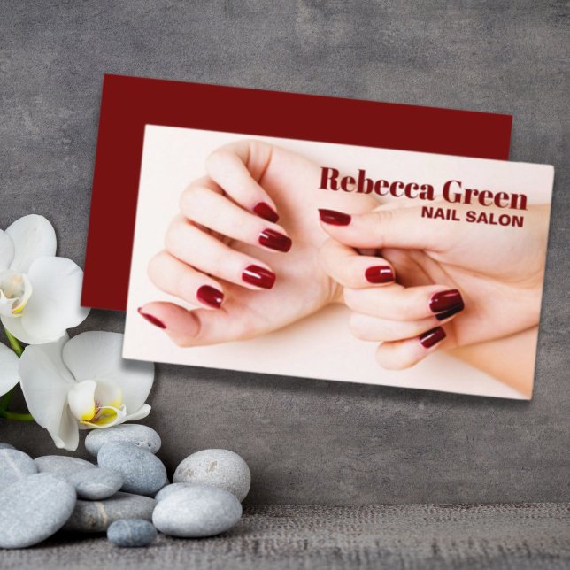 Moderner Schönheitskosmetik Maniküre Nägel Nagelsa Visitenkarte (Modern beauty makeup manicure nails nail salon business card)
