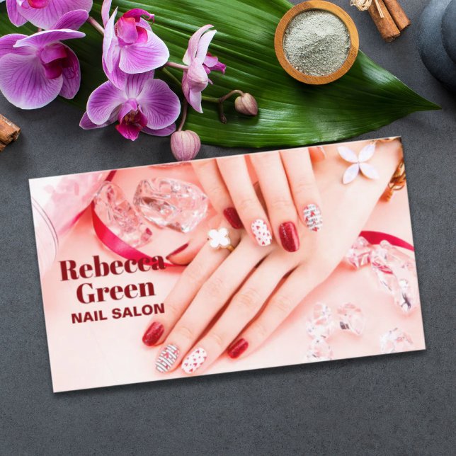 Moderner Schönheitskosmetik Maniküre Nägel Nagelsa Visitenkarte (Modern beauty makeup manicure nails nail salon business card)