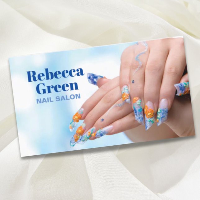Moderner Schönheitskosmetik Maniküre Nägel Nagelsa Visitenkarte (Modern beauty makeup manicure nails nail salon business card)