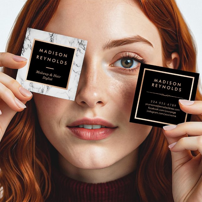 Moderner Schönheitssalon aus weißem Marmor Quadratische Visitenkarte (Von Creator hochgeladen)