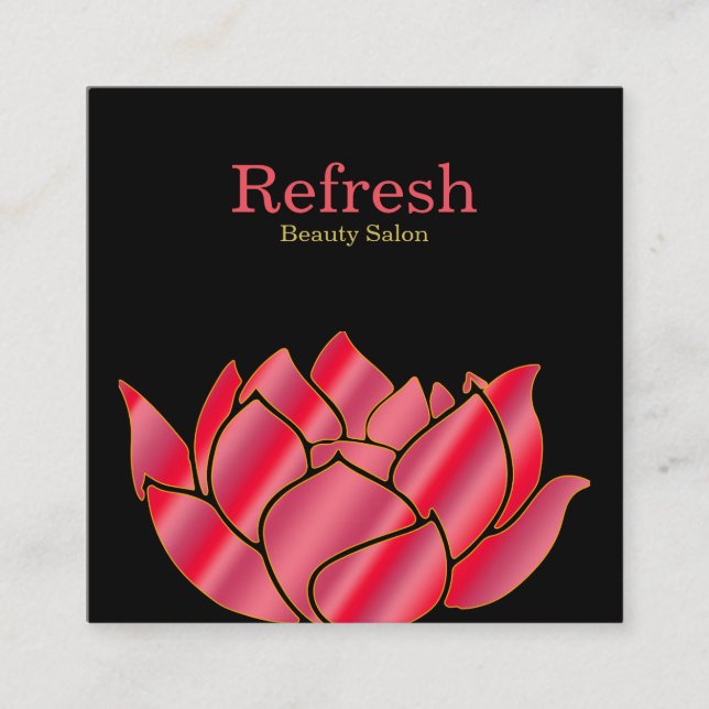 Moderner Schönheitssalon Rosa Blume Lotus Quadratische Visitenkarte (Vorderseite)