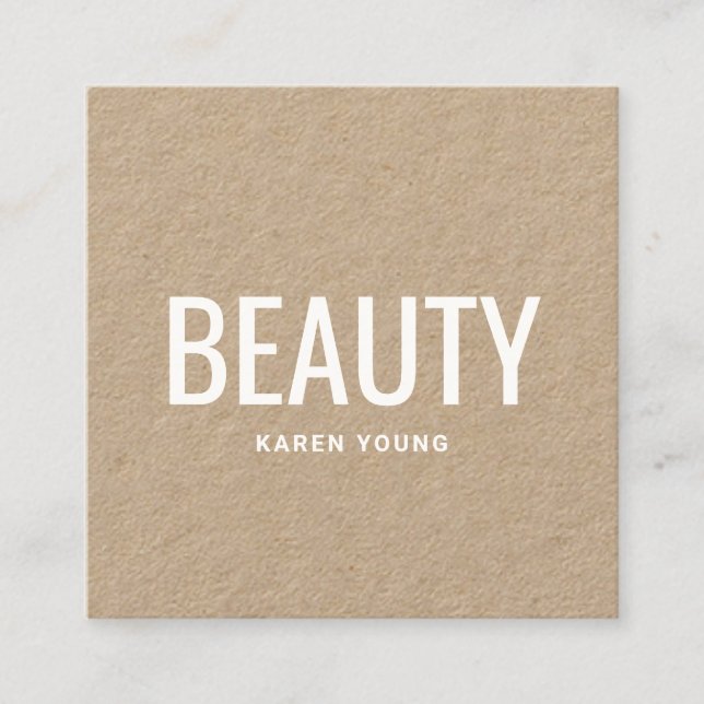Moderner Schönheitssalon trendy rustic kraft makeu Quadratische Visitenkarte (Vorderseite)