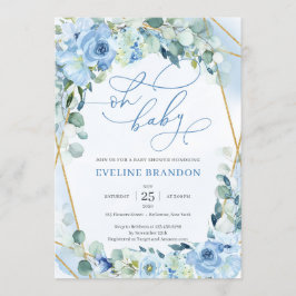 Moderner Schriftart für Kalligrafie Blue Floral Ba Einladung