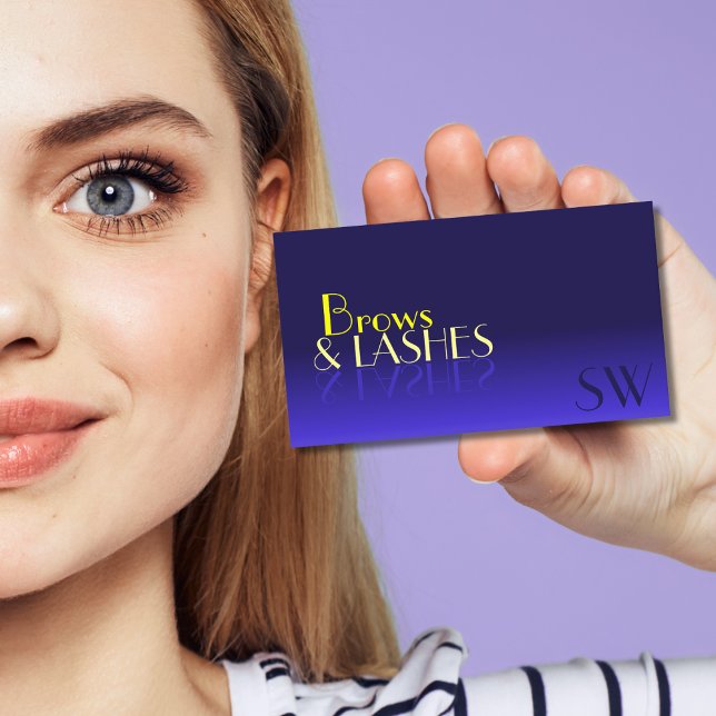 Moderner Schriftart mit Blau und Gelb mit Monogram Visitenkarte (Von Creator hochgeladen)