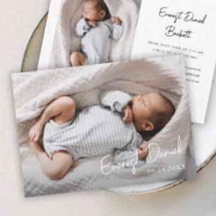 Moderner Schriftname Foto Baby Dankeskarte